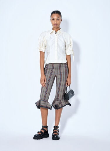 LN-CC® - Vivienne Westwood: Flared Plaid Cropped Trousers - Beige Vivienne Westwood Flared Plaid Cropped Trousers Beige vvw0265027
