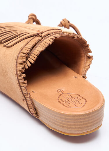 Visvim Christo Shaman-Folk Fringed Slides Brown vis0156002