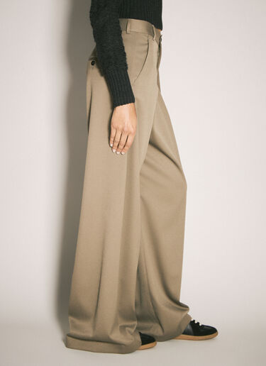 MM6 Maison Margiela Wide-Leg Pinched Pants Khaki mmm0257007