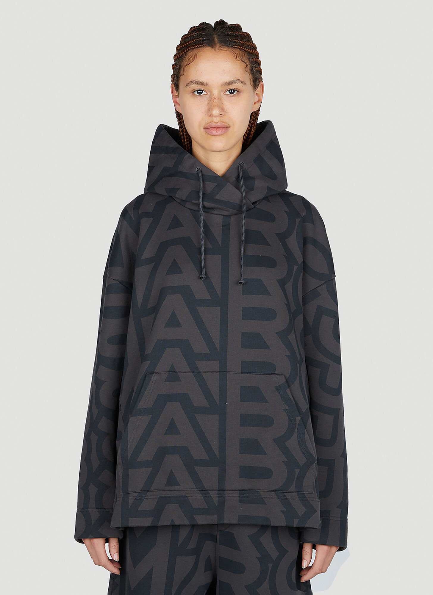 Marc Jacobs Monogram Oversized Hooded Sweatshirt Female Black