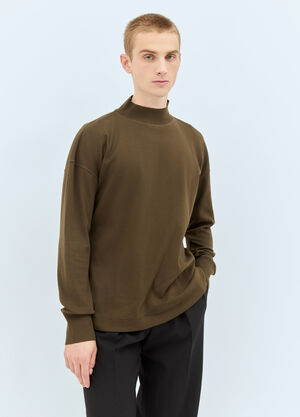 MHL by Margaret Howell Mock Neck Thermal Sweatshirt Brown mhl0158002