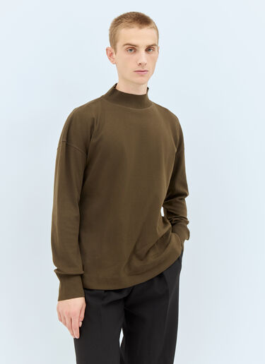 MHL by Margaret Howell Mock Neck Thermal Sweatshirt Green mhl0158007