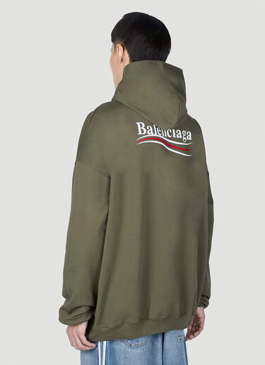Balenciaga Logo Print Hooded Sweatshirt Khaki bal0151024