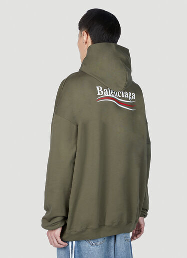 Balenciaga 로고 프린트 후드 스웨트셔츠 카키 bal0151024