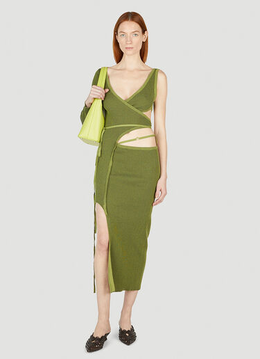 Ester Manas One-Sleeve Midi Dress Green est0250003