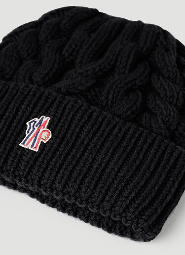 Moncler Grenoble 로고 패치 비니 햇 블랙 mog0253015
