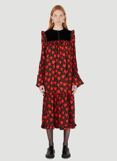 Saint Laurent Heart Print Dress Black sla0245048