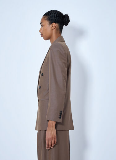 LN-CC® - Saint Laurent: Double-Breasted Wool Blazer - Brown Saint Laurent Double-Breasted Wool Blazer Brown sla0264039