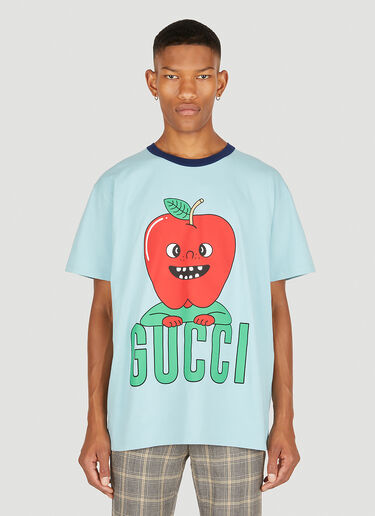 Gucci 苹果印花 Hollywood T 恤 浅蓝 guc0150124