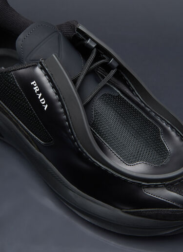 Systeme Brushed Leather Sneakers Prada Systeme Brushed Leather Sneakers Black pra0154011