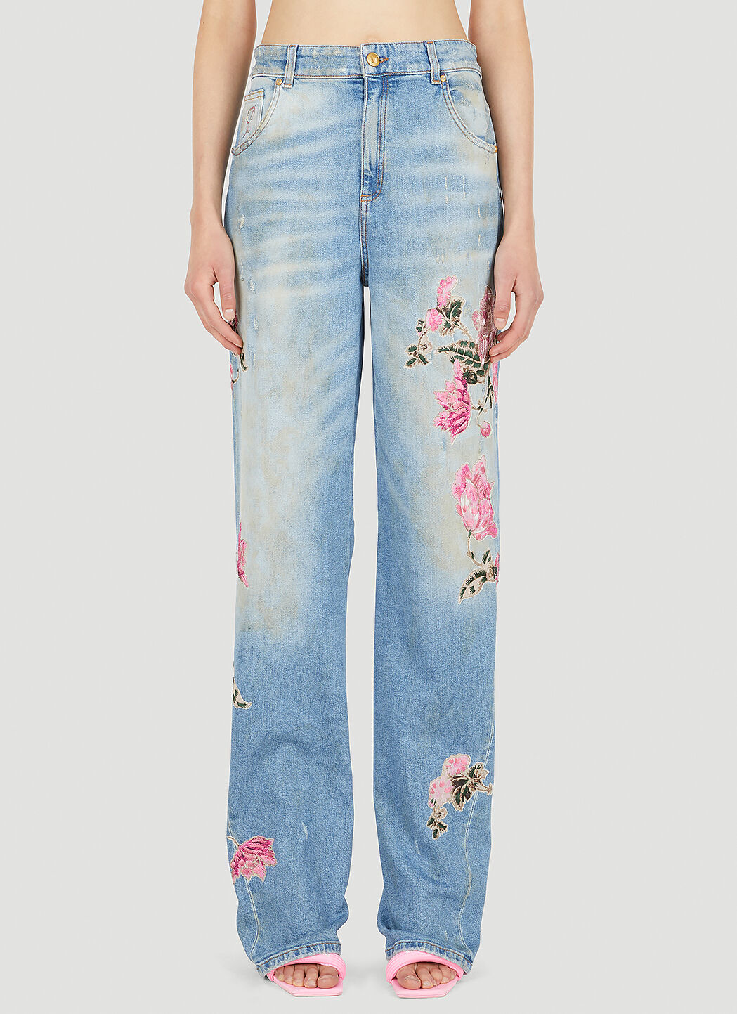 High rise new arrivals embroidered jeans