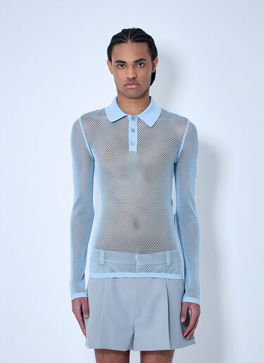 Gucci Embossed Technical Mesh Polo Top Light Blue guc0160005