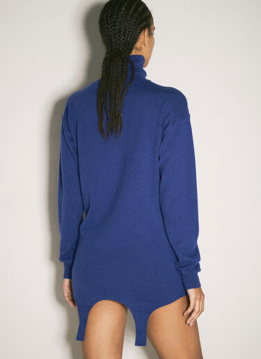 Saint Laurent Turtleneck Garter Sweater Blue sla0258060