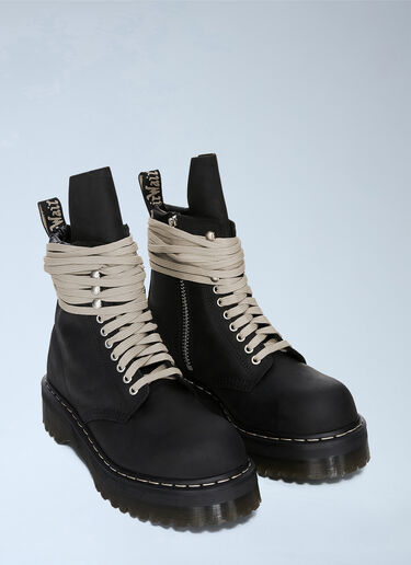 LN-CC® - Rick Owens x Dr. Martens: Quad Sole Steel Toe Boots - Black Rick Owens x Dr. Martens Quad Sole Steel Toe Boots Black rod0266001