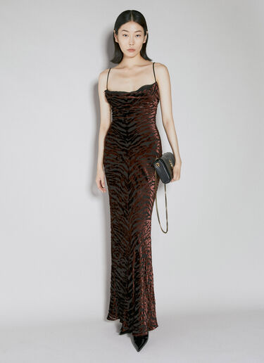 Saint Laurent Velvet Devoré Maxi Dress Burgundy sla0253023