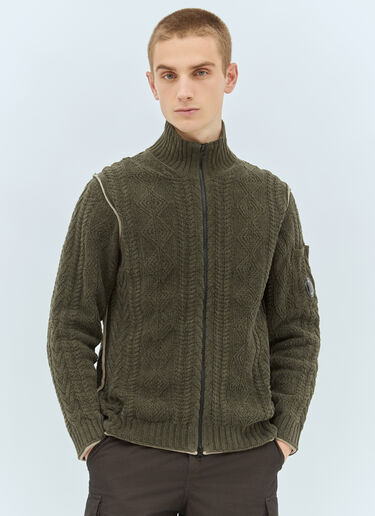 C.P. Company Cable Knit Cardigan Green pco0158001