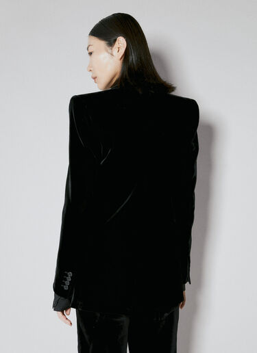 Saint Laurent Velvet Double-Breasted Blazer Black sla0253009