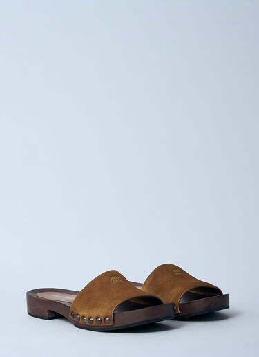 Miu Miu Faded Suede Clogs Brown miu0260046