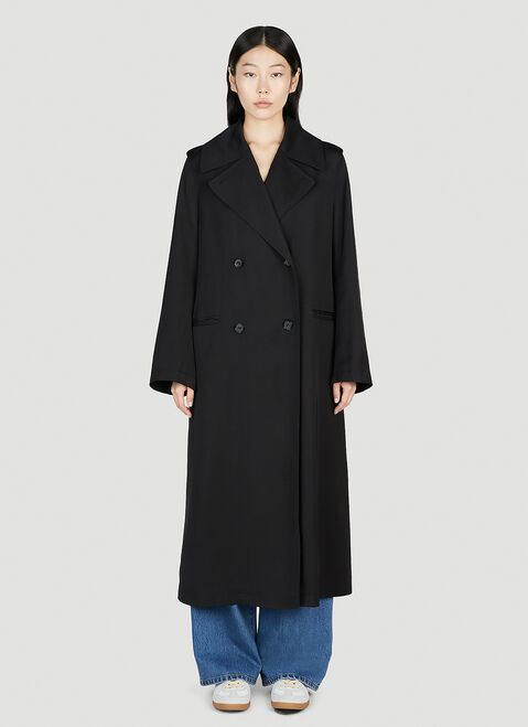 TOTEME Double-Breasted Fluid Summer Coat Blue tot0254013