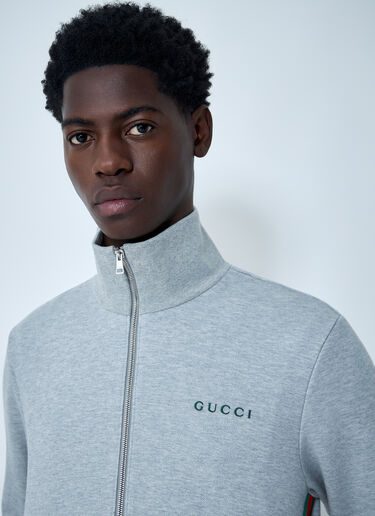 Gucci Web Motif Zip-Up Sweatshirt Light Grey guc0161014