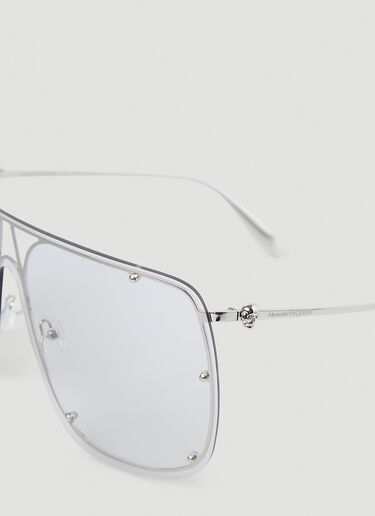 Alexander McQueen Oversized Aviator Sunglasses Silver amq0248051