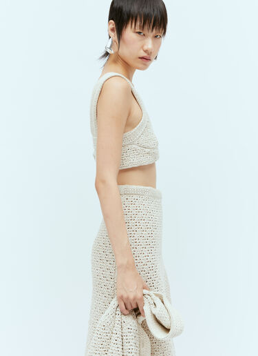 Bottega Veneta Textured Knit Crop Top Beige bov0256031