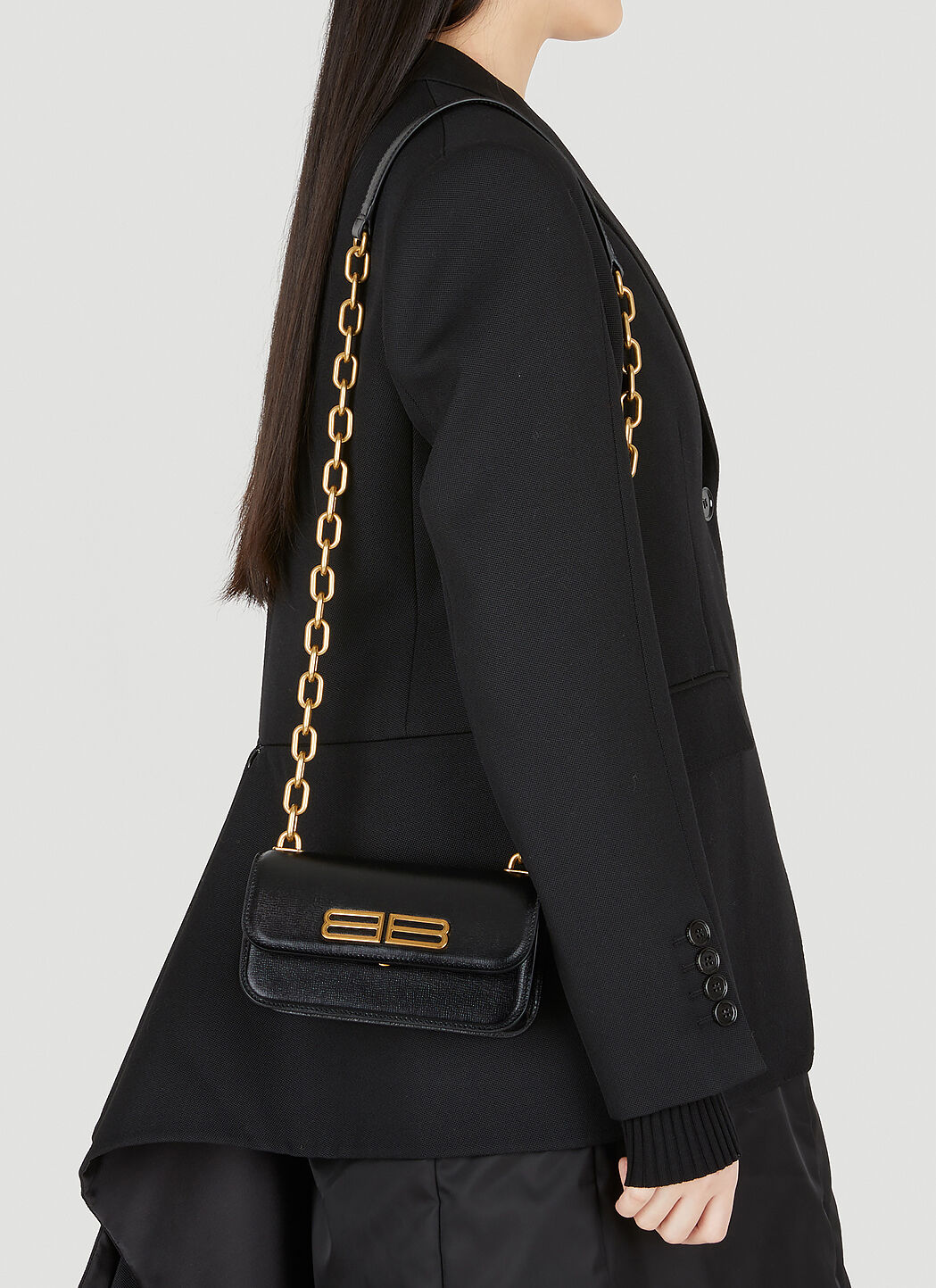 BALENCIAGA Gossip Embossed Leather Shoulder Bag for Women