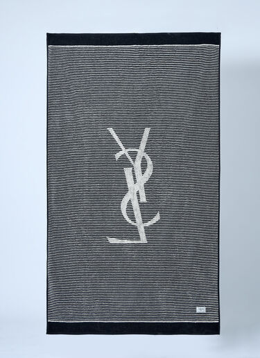 Saint Laurent Cassandre Striped Towel Black sla0260023