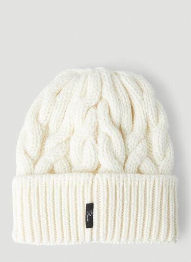 Moncler Grenoble Cable Knit Beanie Hat White mog0249020