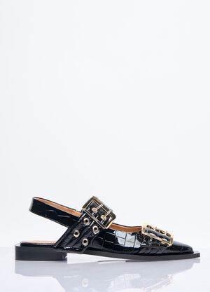 GANNI Feminine Buckle Ballerina Flats Black gan0258050