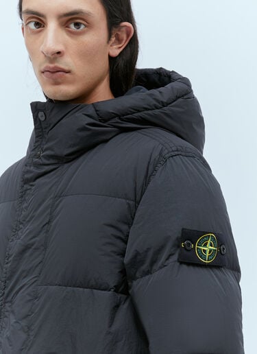 Stone Island Real Down Compass Patch Coat Black sto0154010