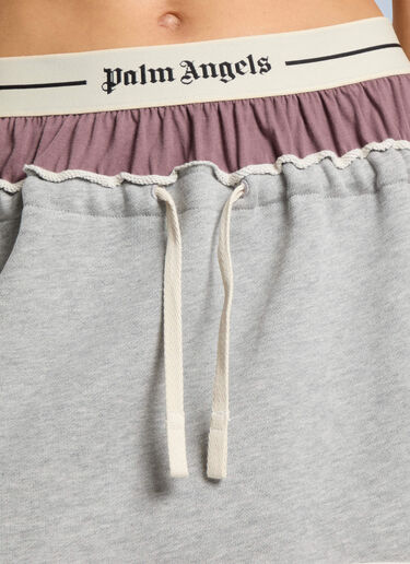 LN-CC® - Palm Angels: Classic Logo Double Layered Skirt - Grey Palm Angels Classic Logo Double Layered Skirt Grey pma0266224