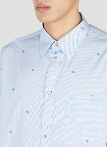 GG Embroidery Classic Shirt Gucci GG Embroidery Classic Shirt Light Blue guc0152070