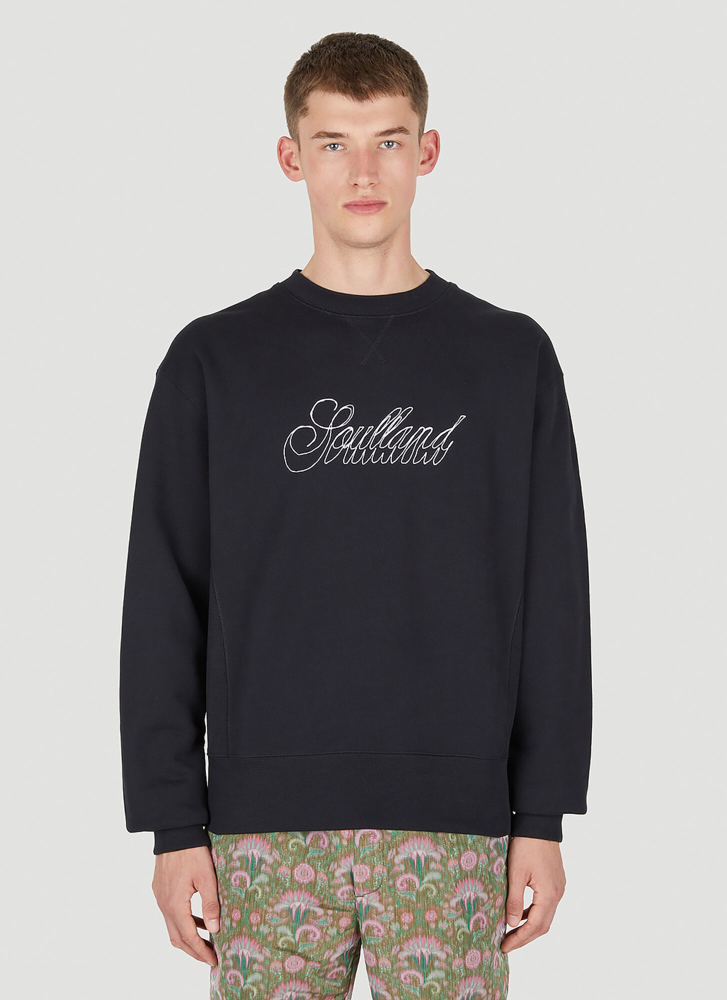 Soulland Logo Embroidery Sweatshirt In Black