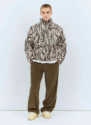 ERL Zebra Quilted Puffer Jacket Brown erl0158006