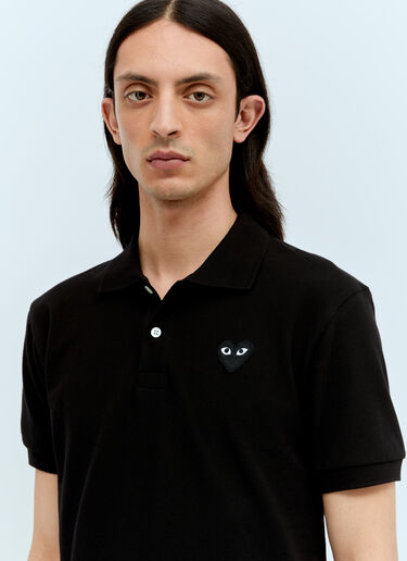 Comme Des Garçons PLAY 로고 패치 폴로 셔츠 블랙 cpl0356001