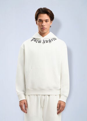 Palm Angels Neck Logo Hoodie White pma0164068
