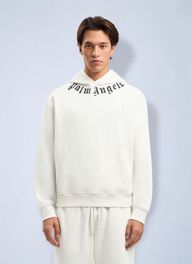 LN-CC® - Palm Angels: Neck Logo Hoodie - White Palm Angels Neck Logo Hoodie White pma0164068