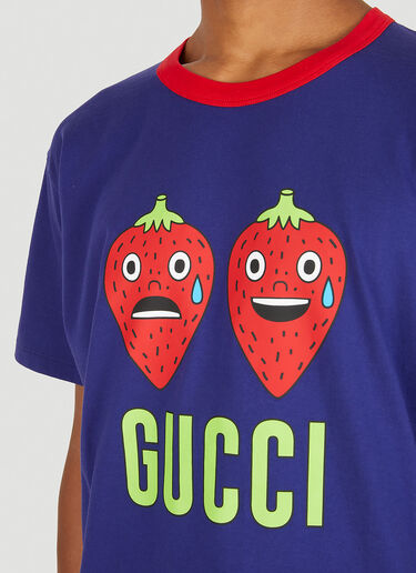 Gucci ストロベリープリントハリウッドTシャツ ブルー guc0150123