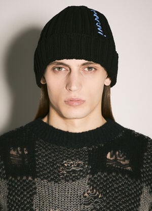 Marni Logo Intarsia Beanie Hat Blue mni0159001