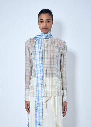 Acne Studios Plaid Sheer Button-Down Blouse White acn0264031