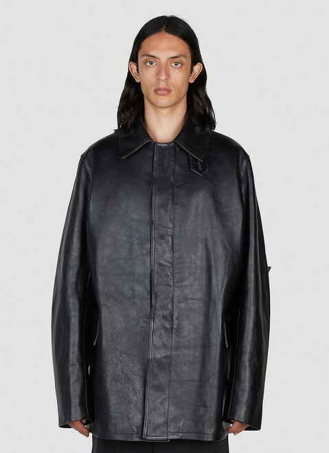 Raf Simons x Fred Perry Leather Car Jacket Black rsf0152002
