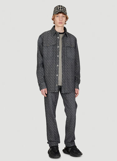 Balmain Jacquard Monogram Denim Shirt Black bln0153007