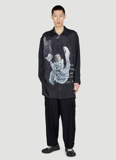 Yohji Yamamoto Abstract Button Up Shirt Black yoy0152010