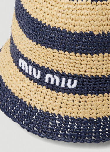 Miu Miu Logo Embroidered Crochet Bucket Hat Blue miu0252052