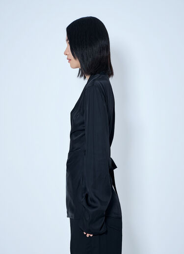 LN-CC® - Rick Owens: Laura Satin Wrap Top - Black Rick Owens Laura Satin Wrap Top Black ric0265013