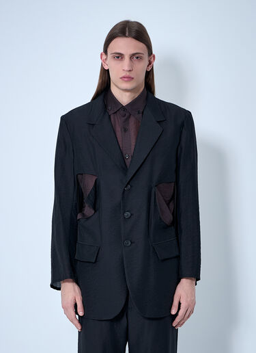 Yohji Yamamoto 挖剪单排扣西装外套  黑色 yoy0160004