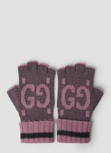 Gucci GG 提花露指手套 粉色 guc0251149