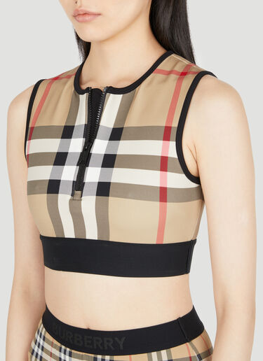 Burberry Zadie Check Crop Top Beige bur0253029