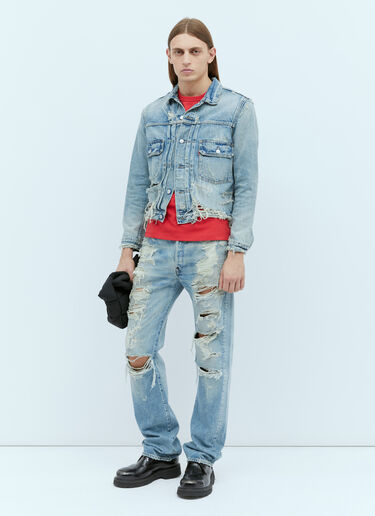 Kenzo x Levi's Type II Distressed Trucker Jacket Blue klv0156008